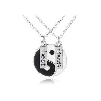 

Yin Yang Best Friends BFF Charm Jewelry Party Pendant Necklace With Chain Jewelry 12sets/lot