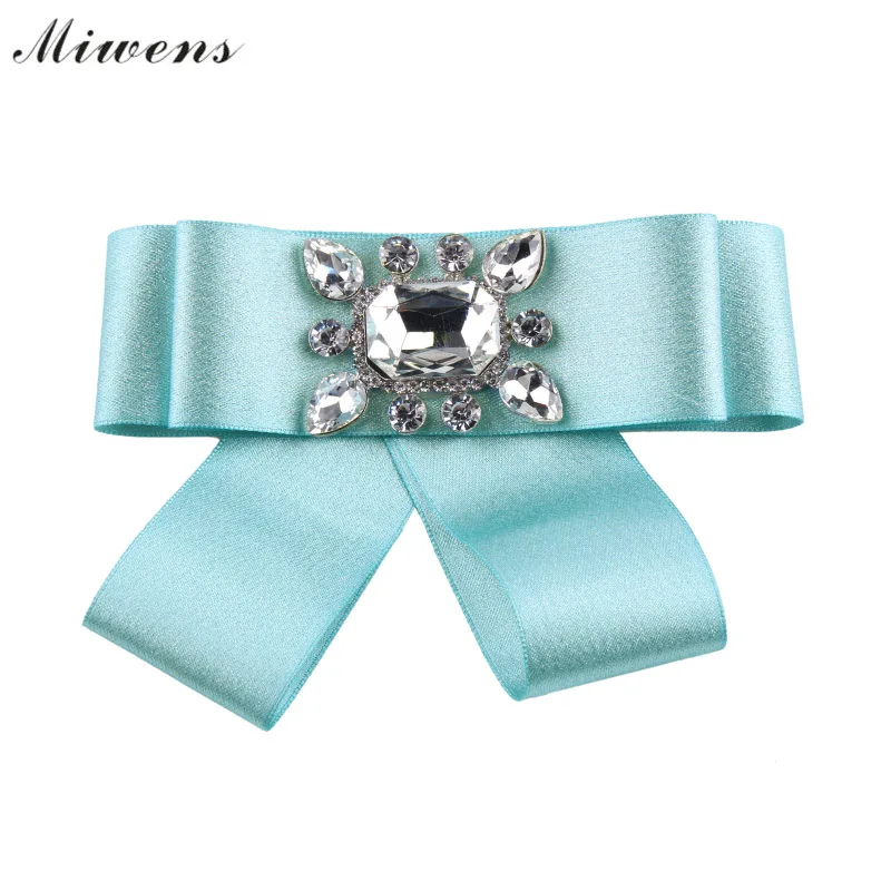 Miwens Fashion Statement Ribbon Bow Brooches For Women Wedding Crystal