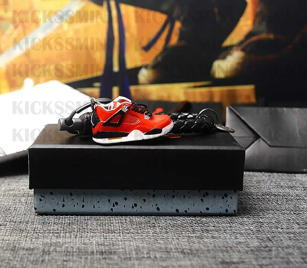 

DIY Retro OG Air Jordan 4 “Toro Bravo” 3D Mini Jordan Sneaker Keychain Bag Box Pendant Couple doll accessory