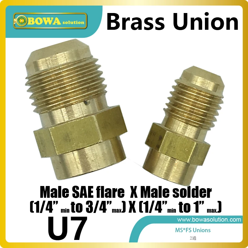 Straight Brass union Male SAE Flare to Male Solder adapter is used for