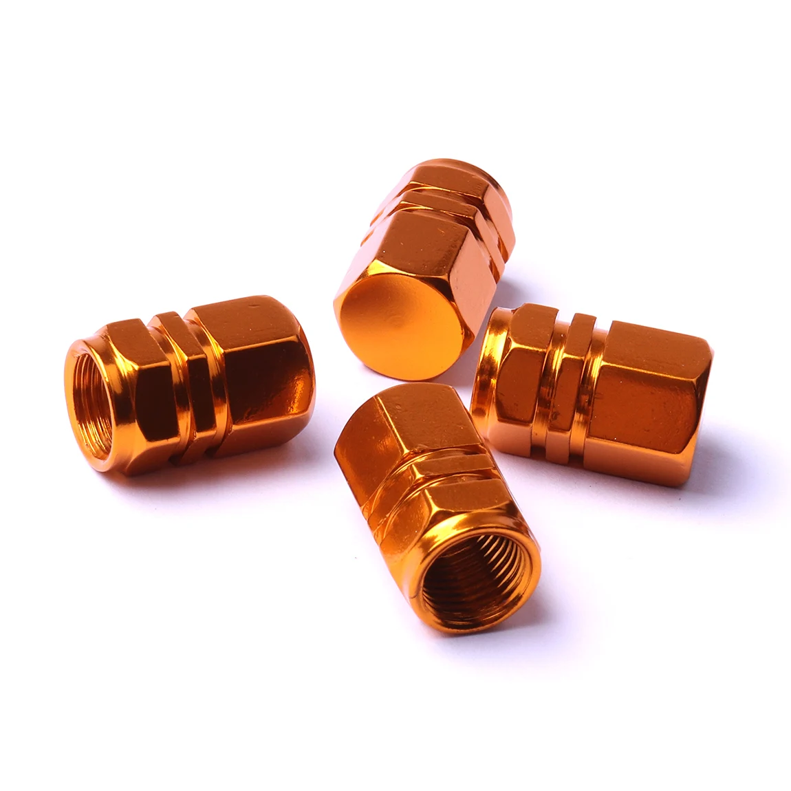 

4 Pcs Aluminum Gold Wheel Tyre Tire Valve Dust Tube Caps Covers For Car Van