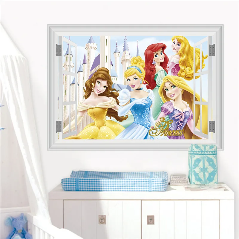 

Cartoon Princess pumpkin car Height Measure Wall Sticker For Kids Room Butterfly Growth Chart Bedroom Nursery Decor