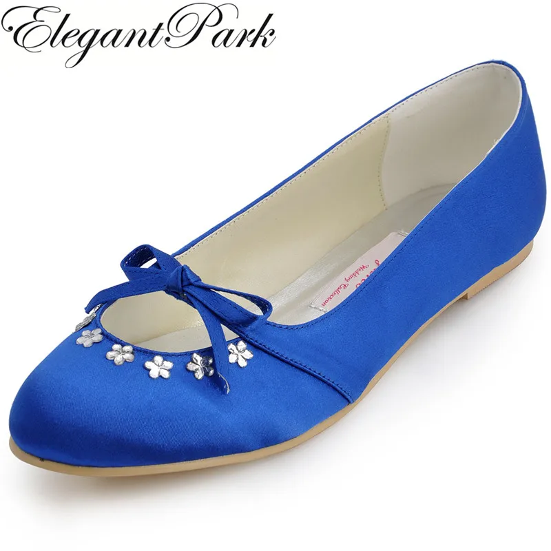 blue satin flats