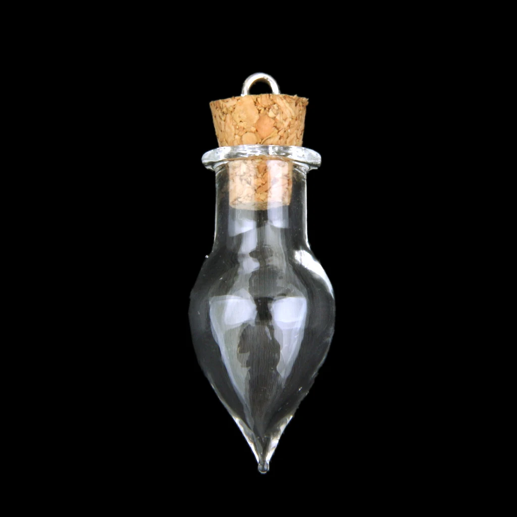 Phenovo 10pc Clear Wishing Bottle Pendants Empty Cork Hand-Blown Vial Necklace  DIY Pendant Fashion Jewelry Accessories