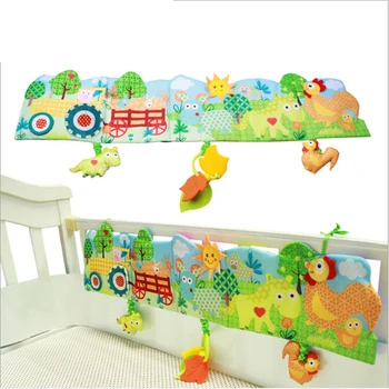 

New Baby Crib Bumper Baby Toys Cloth Book Knowledge Around Multi-Touch Colorful Bed Bumper Animal Baby Bed Toy