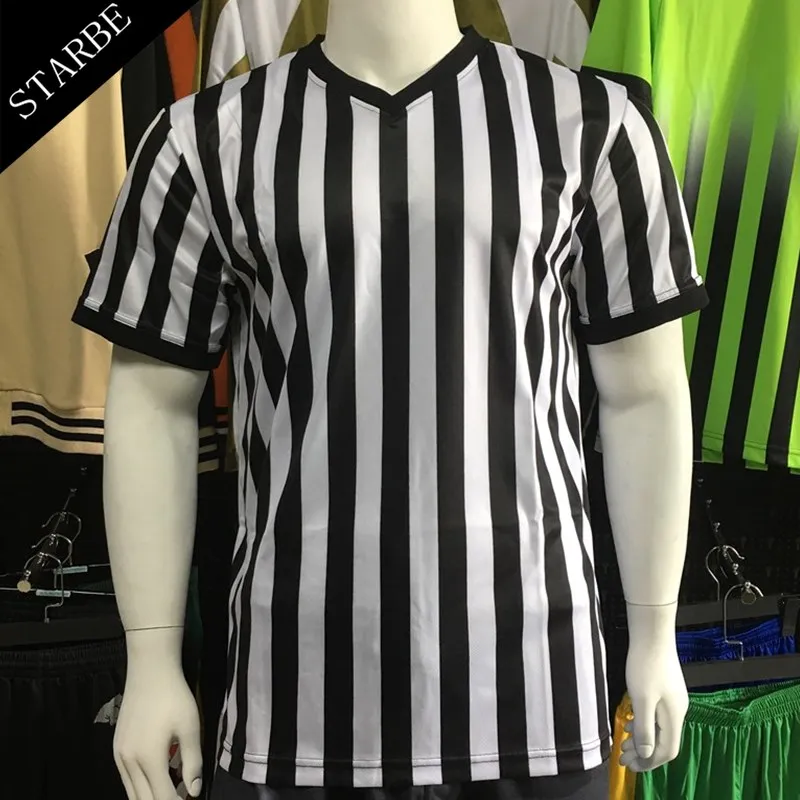 wholesale sublimation blank and white striped referee t-shirts