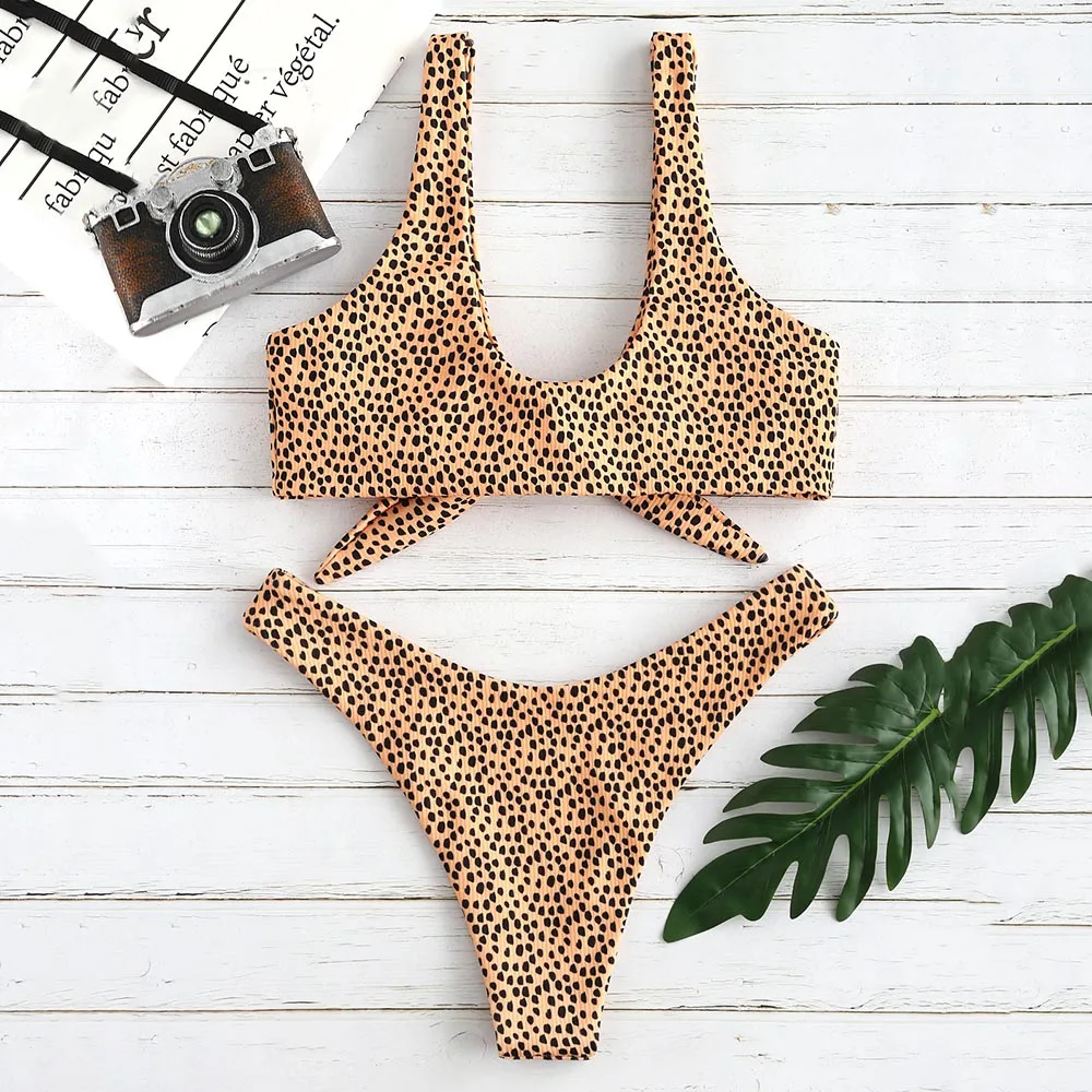 zaful tie front padded bikini set