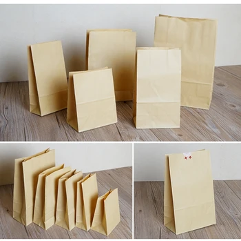 

18*11*32cm 20Pcs/Lot Kraft Paper Bag Brown Retro Kraft Party Bag For Dessert Bread Candy Cookie Hamburger Snack Food Package Bag