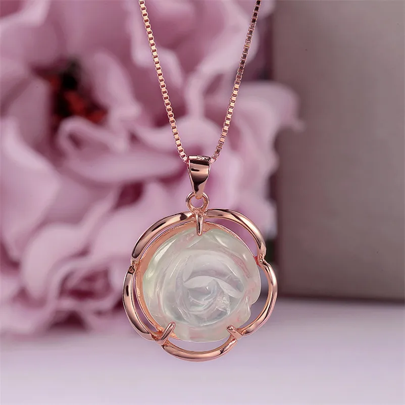 

Изящные ювелирные изделия 925 серебряные ожерелья подвески для женщин Prehnite натуральный цветок 15*15 мм драгоценный камень темперамент элегантный кулон CCN014