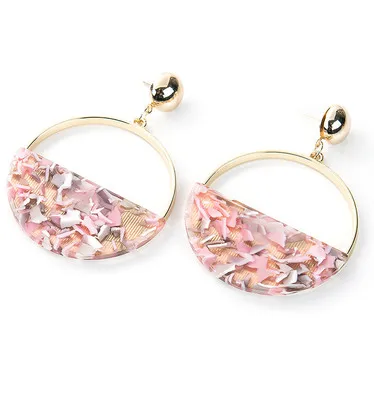 

2019 Fashion ZA Jewelry Acrylic Resin Dangle Earrings For Women Geometry Big Circle Tortoiseshell Earring Acetate Brincos E93