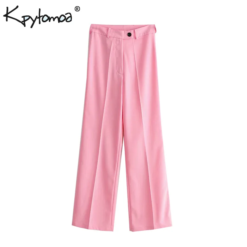 

Vintage Stylish Solid Pockets Pants Women 2019 Fashion Buttons Zipper Fly Streetwear Elegant Trousers Casual Pantalon Femme