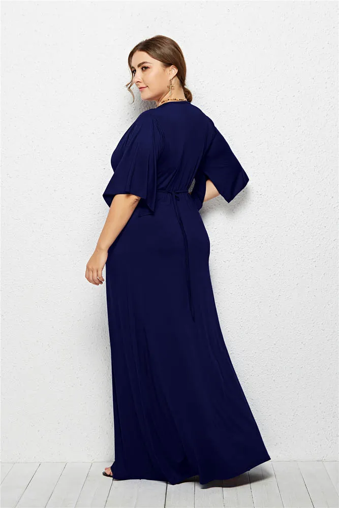 Элегантное платье размера плюс, милитари, серое, макси, сексуальное, v-образный вырез, длина до пола, эластичное, вечернее платье, Vestido Abendkleid LMT-FP3312