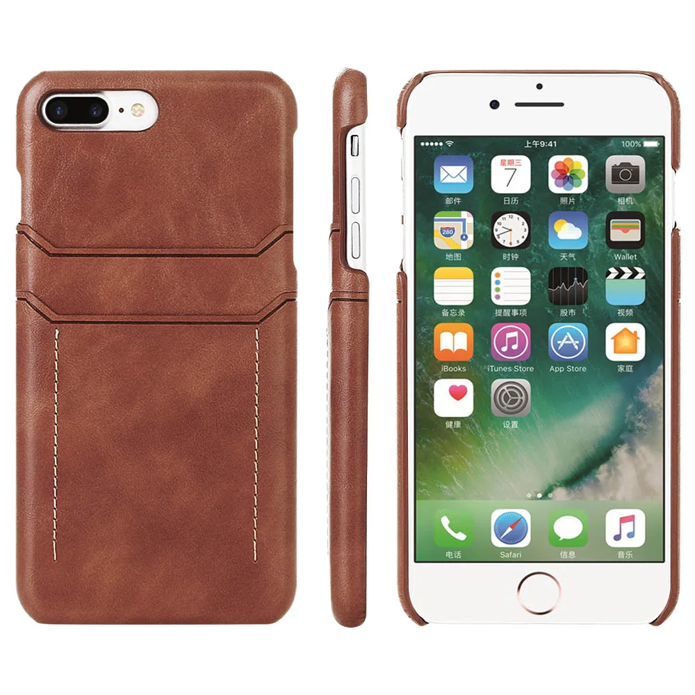 

Leather Back Case for iPhone 7 8 6 6S Retro Slim Card Holder Wallet Protective Cases Cover for iPhone 7 Plus 8Plus 6 Plus Funda