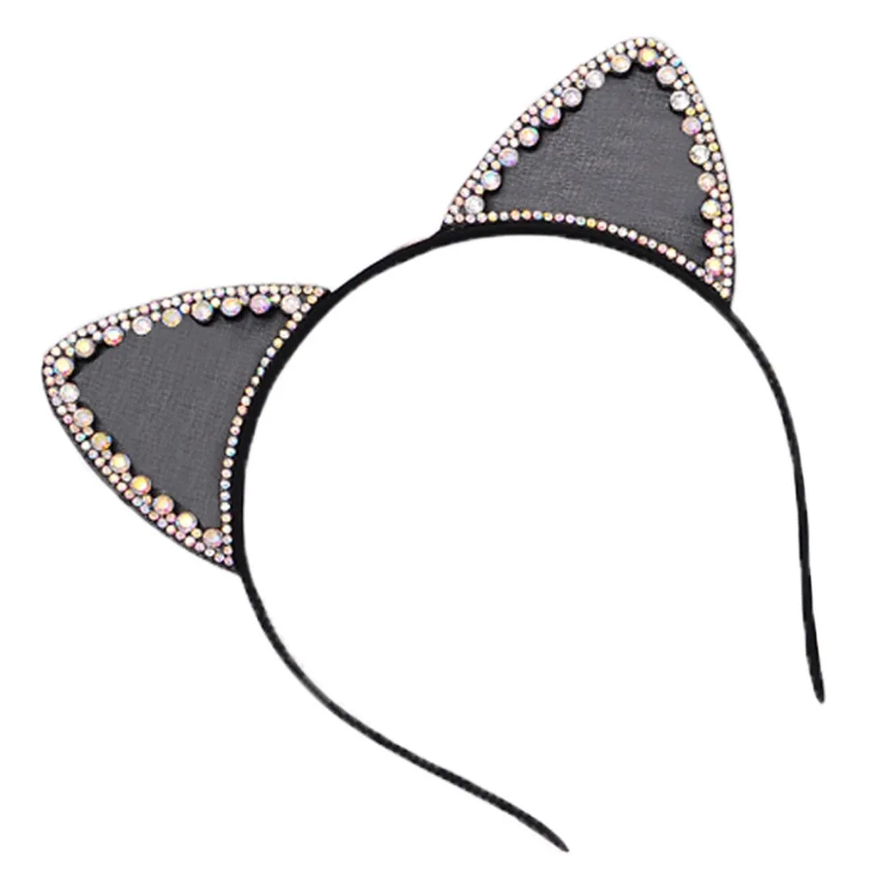 

Women Girl Cat Ear Rhinestone Headband Halloween Party Hairband Lovely Hair Hoop