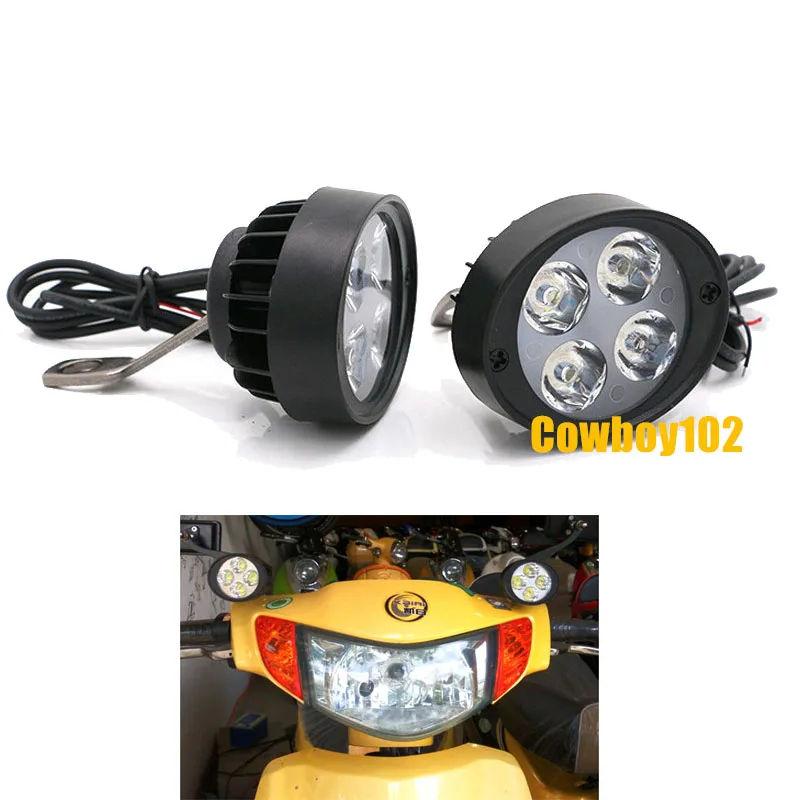 2pcs Universal Motorcycle Pit Dirt Bikes LED Headlight Mirror Spot
