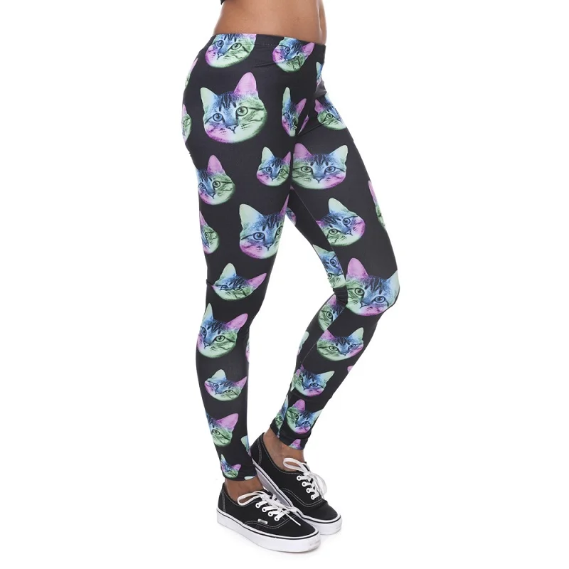 

Fashion Yoga Leggings Women Neon Cat Black Printing Fitness Legging Silm Stretch Leggins High Waist Legins Trouser Casual Pants
