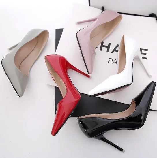 

New 2017 spring solid sexy women's red bottom high heels pointed toe 5 colors 11cm high heeled wedding shoes women pumps