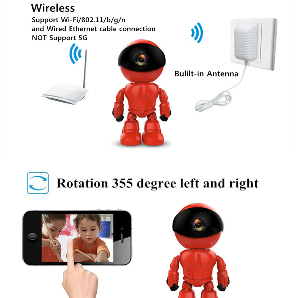Redgontic 960 P 1.3MP HD Беспроводной Wi Fi IP камера робот P2P Ночное видение двухстороннее