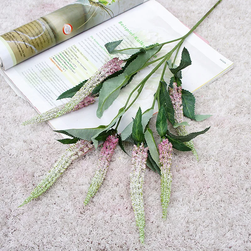 7 головок Прованс лаванда декоративные пластиковые шалфея Трава Искусственные цветы растения осень домашнее свадебное украшение венки для растений - Цвет: pink  green
