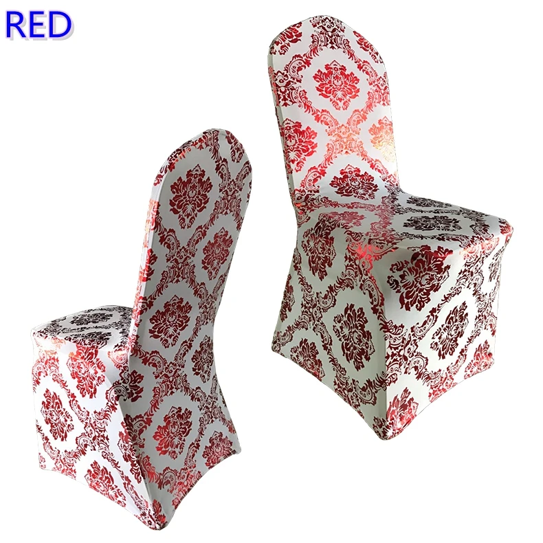 Red colour print chair cover pattern lycra chair cover for wedding