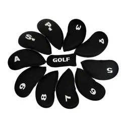 10 шт. клюшка для гольфа железная клюшки крышка головы Чехлы для мангала защиты комплект Неопрен Черный