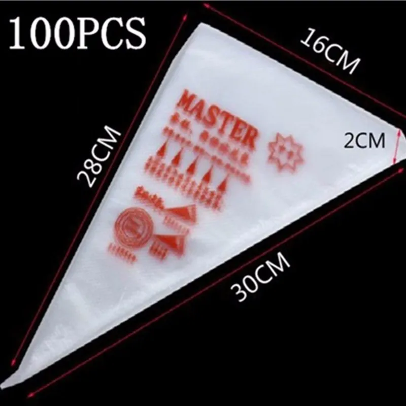 

Hot 100Pcs/Set Disposable Pastry Bag Piping Cake Pastry Cupcake Decorating Bags Bakeware Cookie Cutter