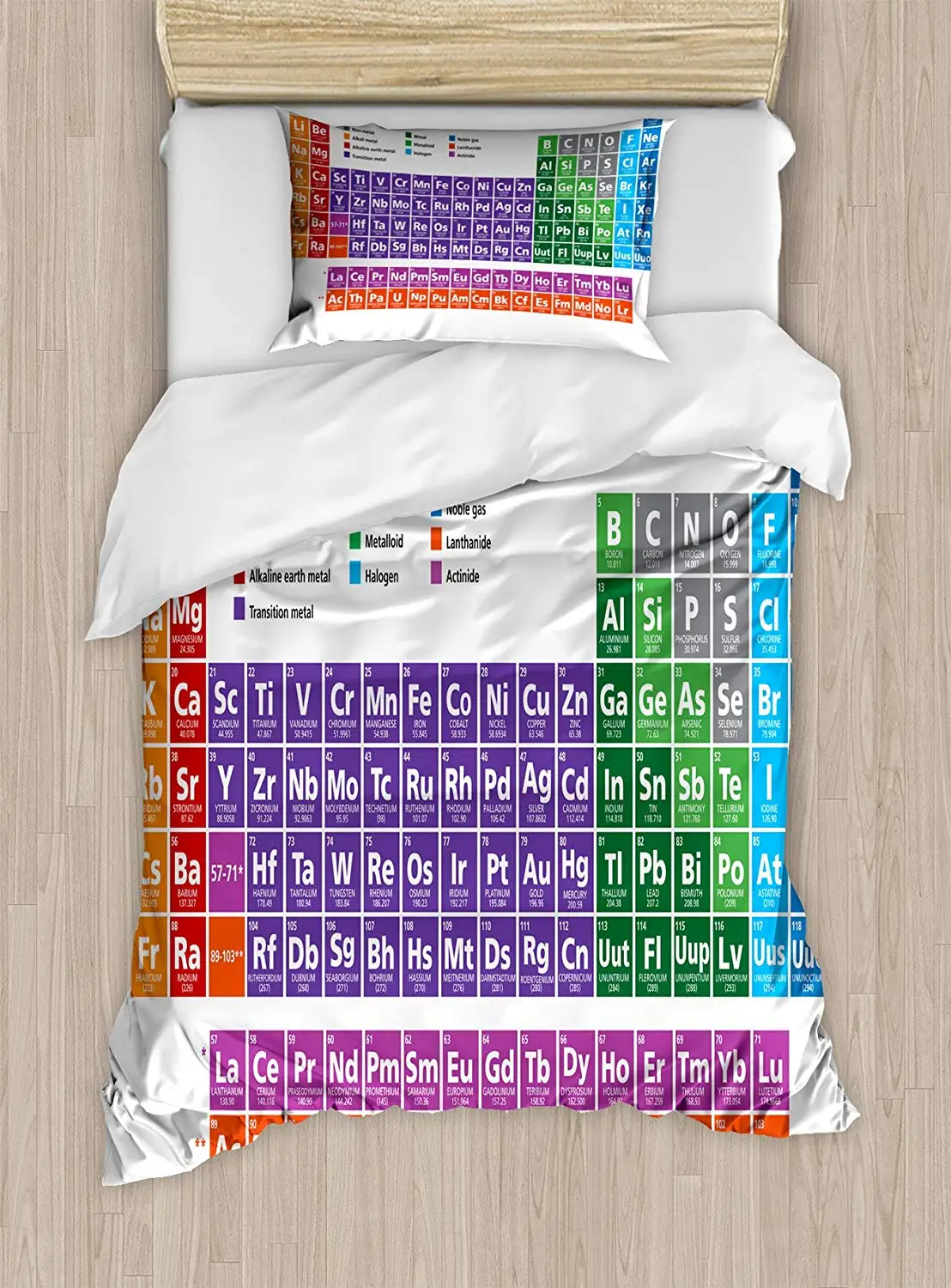 School Twin Size Duvet Cover Set Periodic Table Of Elements Design