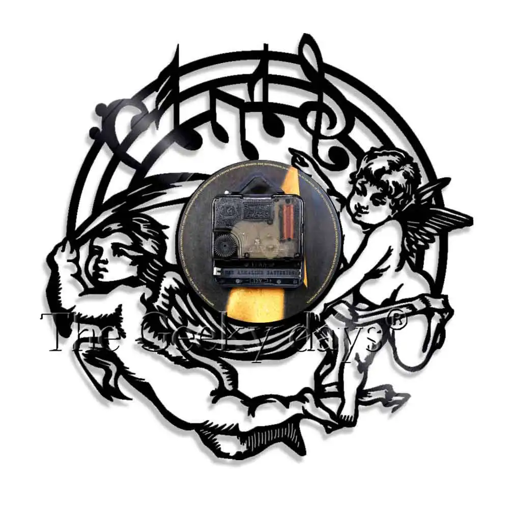Винтажный пластинчатый лист нот художественные часы Современный дизайн Виниловая пластинка светодиодный светильник настенные часы Музыкальный знак художественный Настенный декор