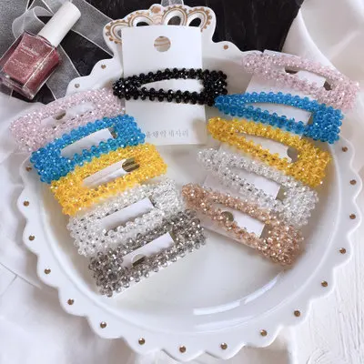 

Korea High Quality Hair Accessories Colorful Crystal Beads Starfish Hair Clips For Girls Supper Shinny Hairpins Barrette