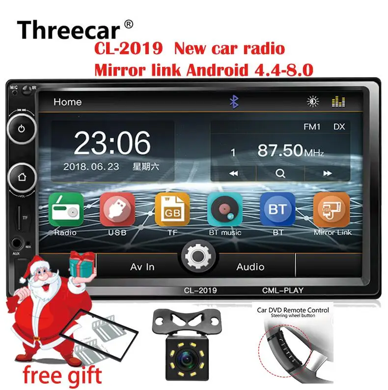 2din Автомагнитола 7 дюймов сенсорный mirrorlink Android плеер сабвуфер MP5 плеер Авторадио Bluetooth Камера заднего вида магнитофон - Цвет: 8 led camera  all