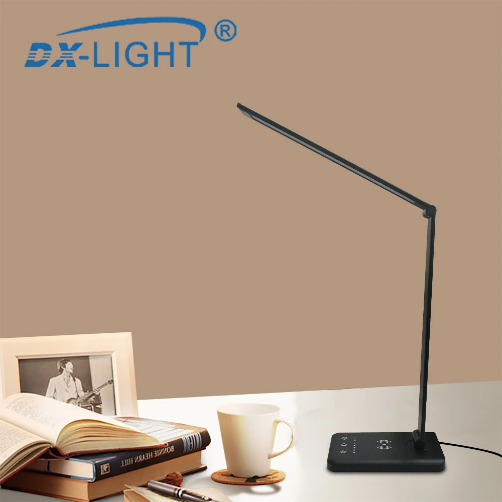

DC 5V USB LED Table Desk Lamp Phone USB/Wireless Charging Pad Cell Phone Charger Holder Stand Foldable Dimmable Desktop Lamp