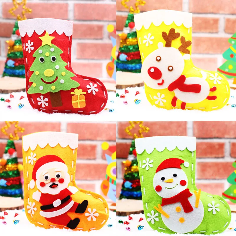 Christmas Stockings Decorations Kindergarten Handmade Diy Making Materials and Children's Educational Toys Gift Bags |