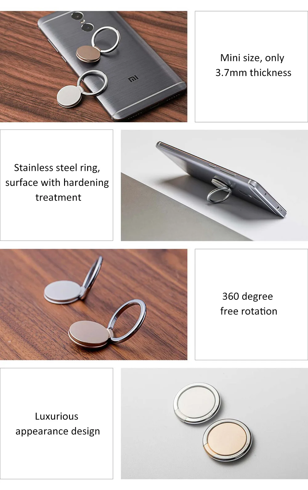 Original Xiaomi Metal Finger Ring Mobile Phone Stand Holder For iPhone iPad Samsung Smart Phone Mount Stand Watch TV Epacket RU (4)