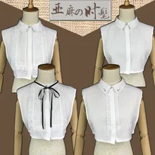 Белая рубашка ложный воротник с цветочным рисунком, высококачественный хлопок и лен, удобные бусины для ногтей с воротником