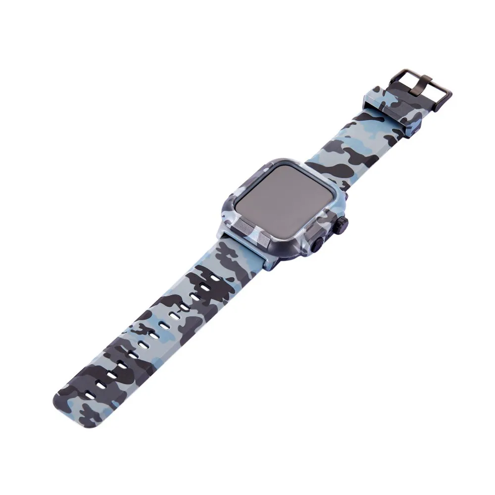 Для Apple Watch Series 4 3 2 Чехол Камуфляжный силиконовый ремешок для iWatch 42 мм 44 мм водонепроницаемый противоударный чехол