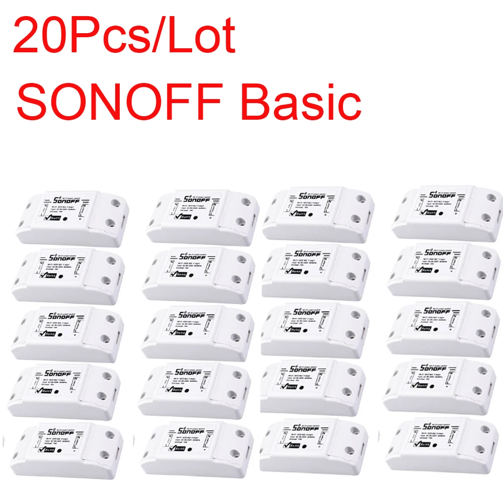 20 шт. SONOFF основной Wifi переключатель DIY 10A беспроводной дистанционный выключатель