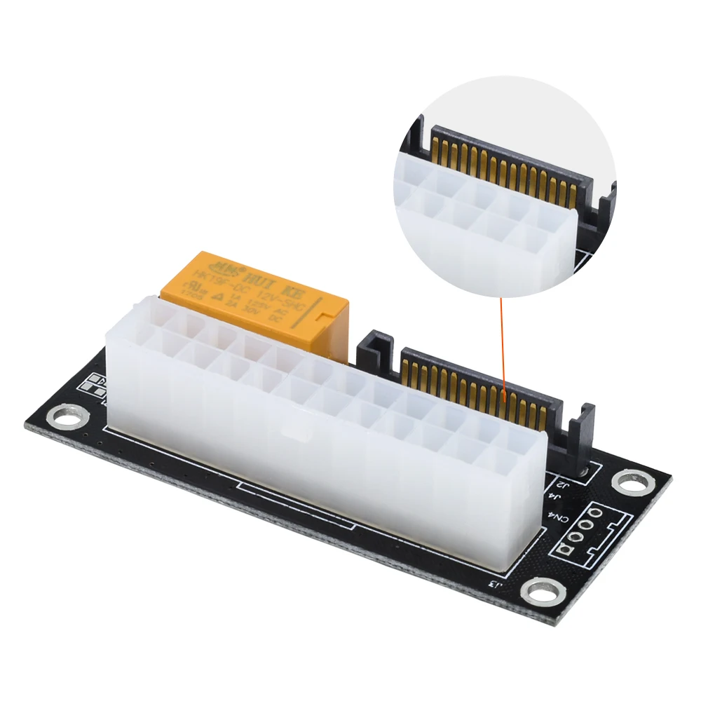 TISHRIC Add2psu Dual Psu Adapter For Btc Mine 24Pin ATX 15Pin SATA Molex Connector Power Supply Sync Starter Extender Cable Card