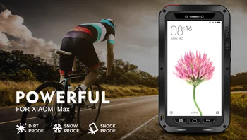 

Original Love Mei Powerful Case For xiaomi max Waterproof Shockproof Aluminum Case Cover + Tempered Glass For xiaomi max 6.44''