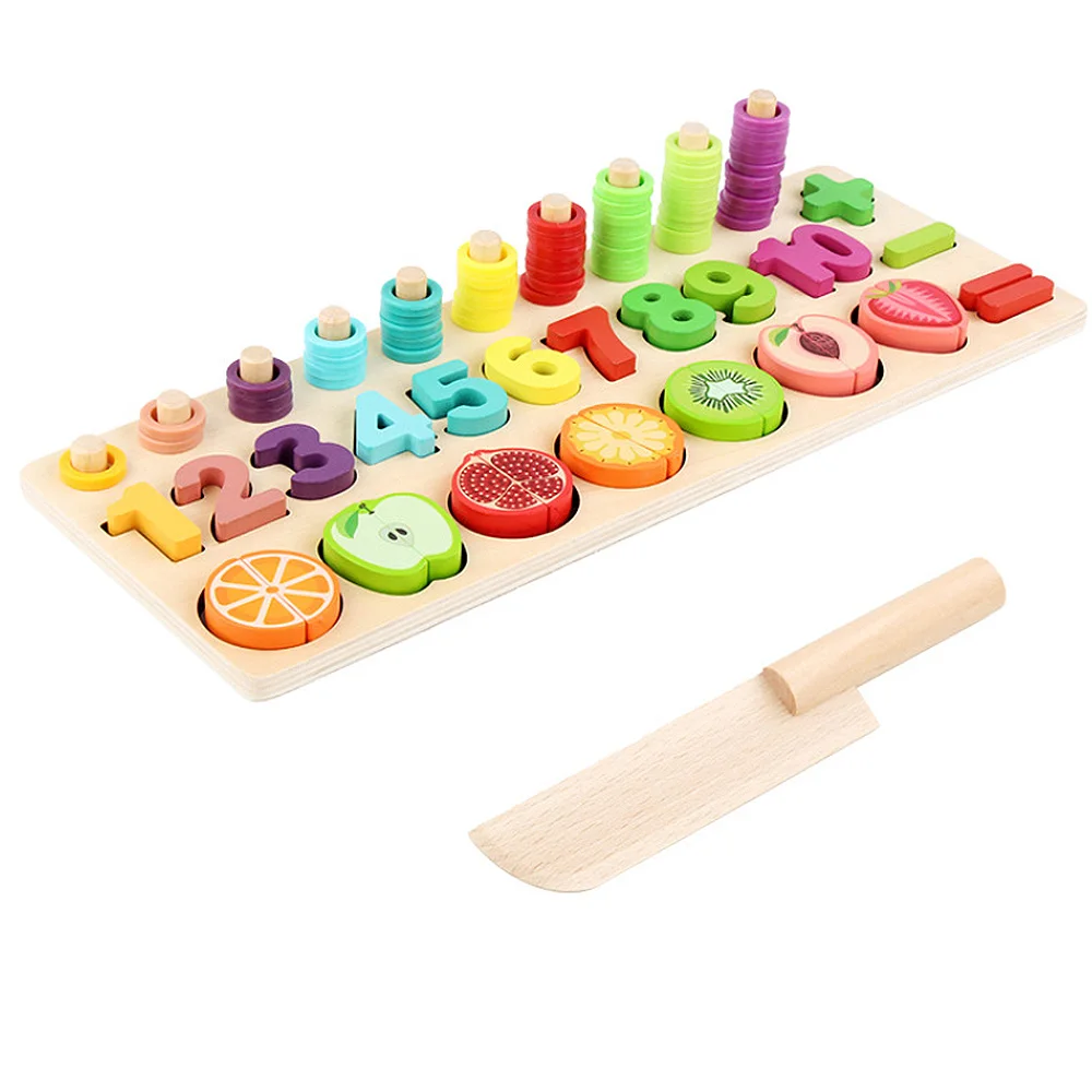  MrY 3in1 Montessori Coloful Children Preschool Teaching kids Counting and Stacking Board Wooden Mat - 33040219718