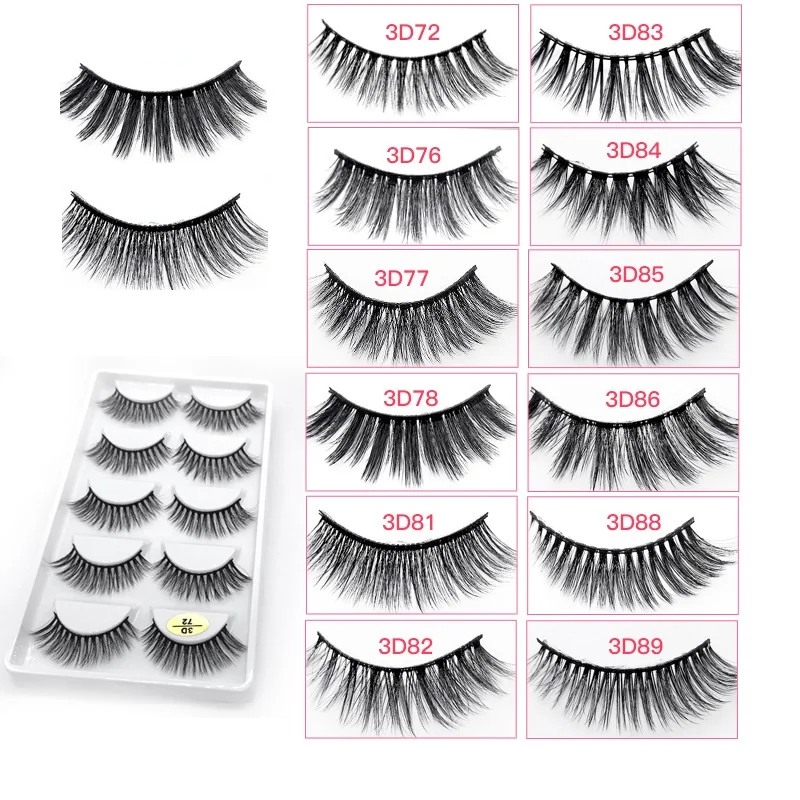 5 pairs False Eyelashes 3D Mink Fake Lashes Natural Long 1cm-1.5cm Full Strip 1 Box Makeup | Красота и здоровье