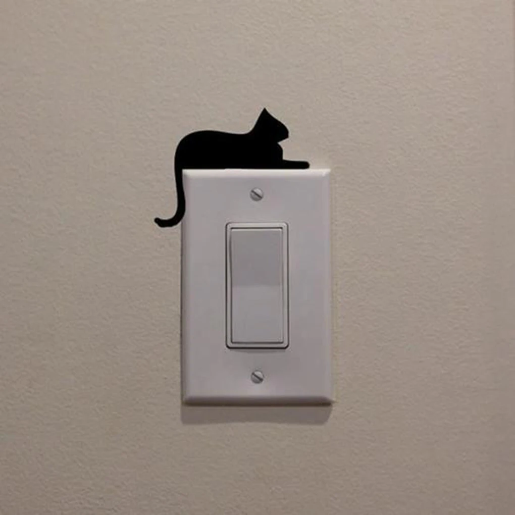 Милые животные светильник переключатель на стену с наклейками для детей детские комнаты DIY Украшение дома мультфильм кошка наклейки на стены ПВХ Stwich стикер
