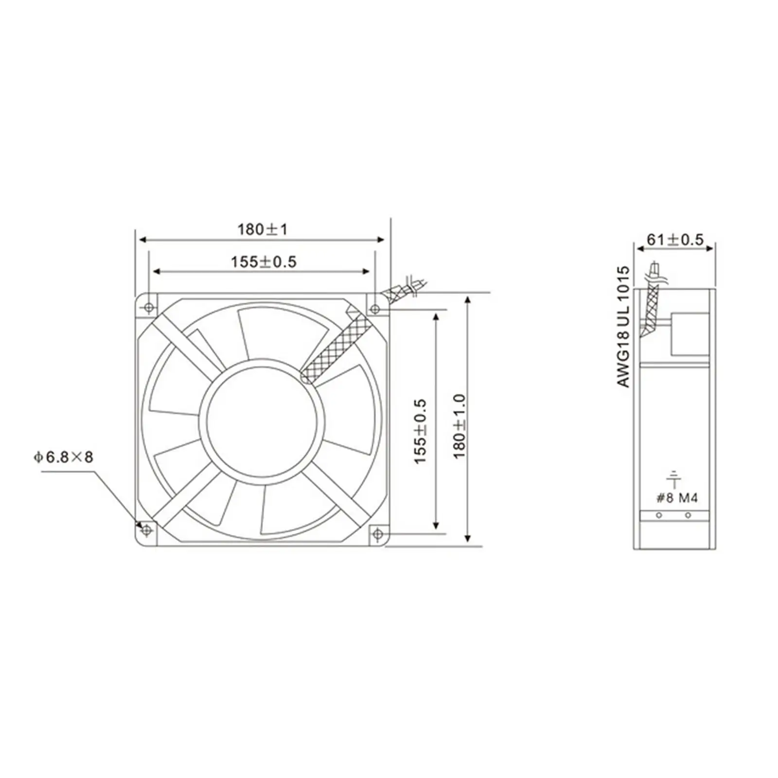 220 В AC 180x180x60 мм осевой вентилятор радиатора 255CFM 2500 об/мин мяч с учетом высокой скорости