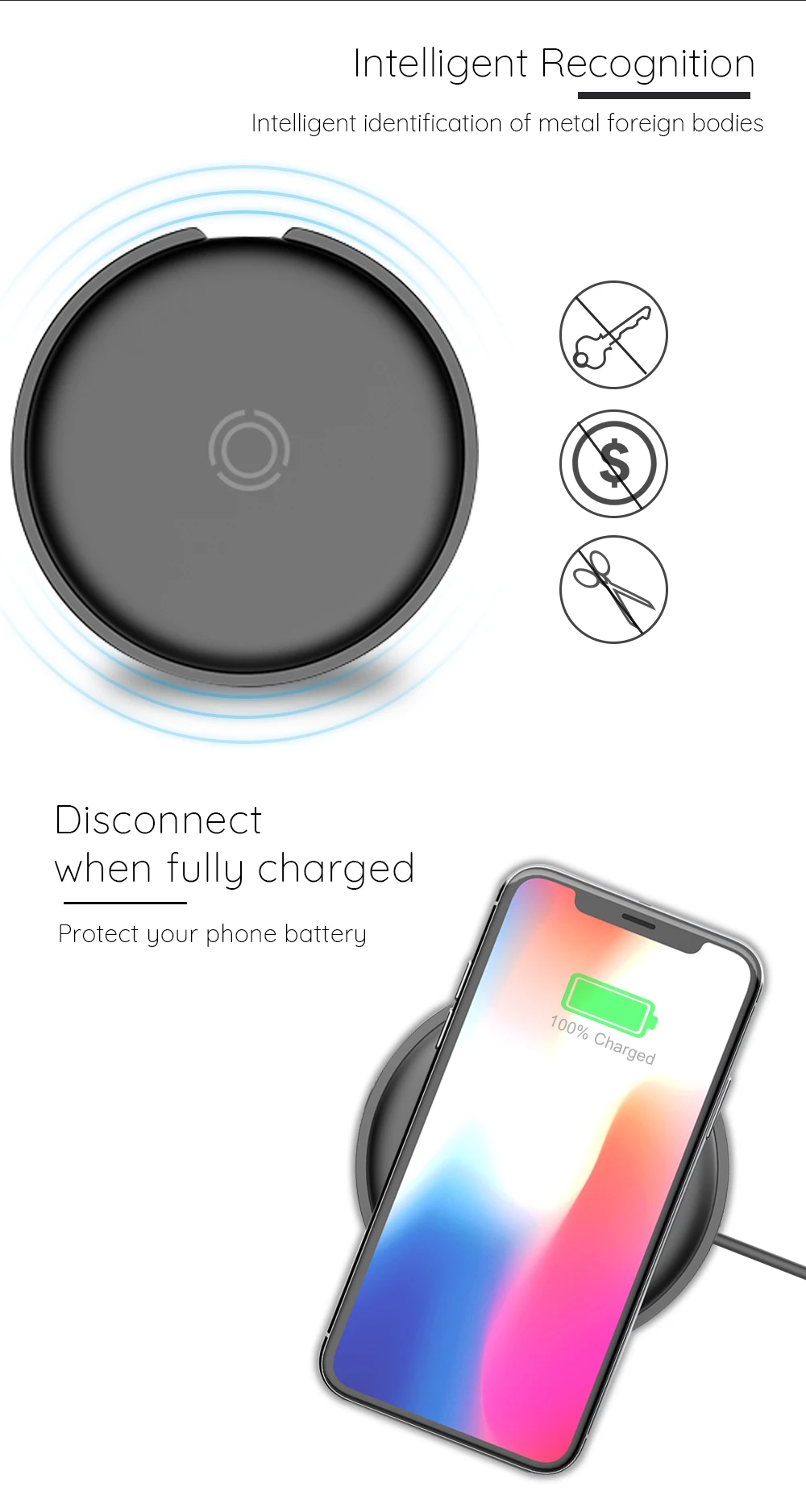 Ascromy Wireless Charger Pad Ultra-Slim For iPhone Xs Max XR X 8 Plus Samsung Galaxy S9 S8 S7 edge Note 9 8 5 Induction Charging (5)