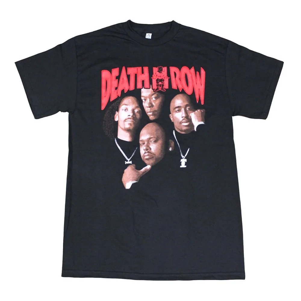 

2017 Summer fashion streetwear short sleeve Tees Death Row Records Tupac Dre Poster Men's T-Shirt Black
