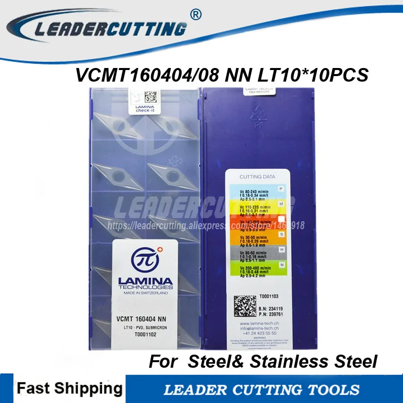 VCMT160404 VCMT160408 NN LT10 *10PCS LAMINA Turning carbide inserts ...