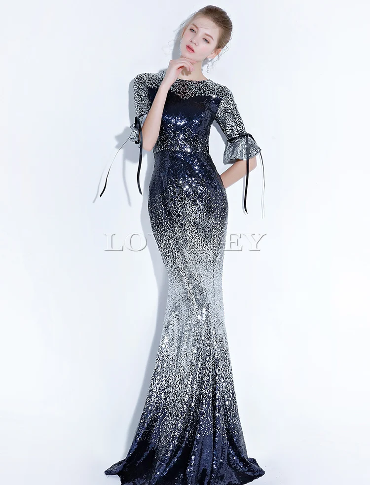 DEERVEADO элегантное вечернее платье русалки длинное блестящее официальное с короткими рукавами Вечерние платья Вечернее платье Robe De Soiree YS430