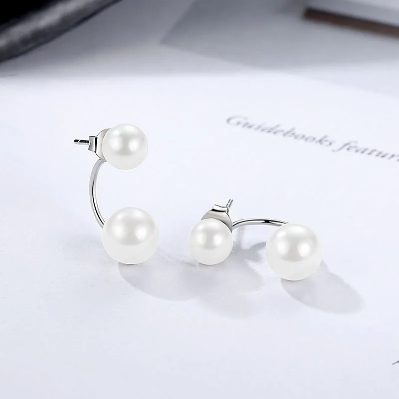 Sterling silver 925 Stud Earrings for women Fine jewelry Freshwater Pearl Zircon Long Cute Korean for Valentines Day Gift Fine Jewelry