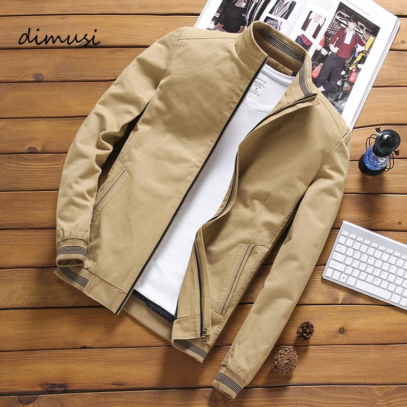 Günstige DIMUSI Frühling Herbst herren Bomber Jacken Casual Männlichen Outwear Windjacke Stehen Kragen Jacke Herren Baseball Dünne Mäntel 5XL, YA810
