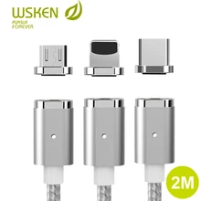 2M WSKEN Mini 2 Magnetic Cable For iPhone XR XS Charger Fast Charging Micro USB Type C Samsung S9 S7 S8
