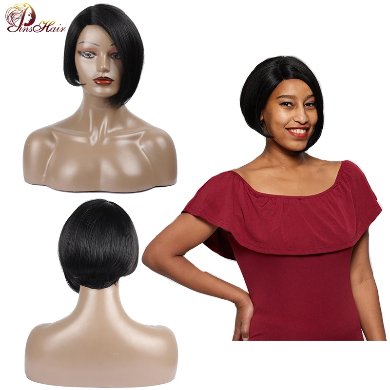 

1B Black Wig Brazilian Straight Lace Front Wig Human Hair Lace Front Short Bob Wigs Human Hair Wigs Black Women Nonremy Pinshair